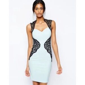 NWT LIPSY MINT GREEN BLACK LACE DRESS US 8 UK 12